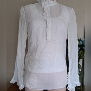 Tory Burch Modern Chic White Button-Up Blouse Size 10